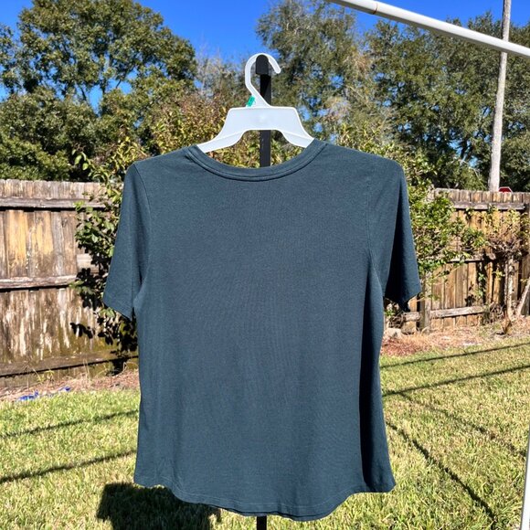 Universal Standard Tee Rex Peruvian Pima Cotton T Shirt in Deep Sea Green Size X - Picture 5 of 10